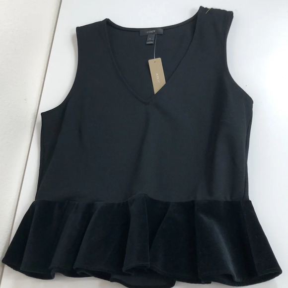 2/$30 NWT J. Crew Top Women’s Size Small Black Velvet Ponte Peplum Tank Romantic - Picture 4 of 16